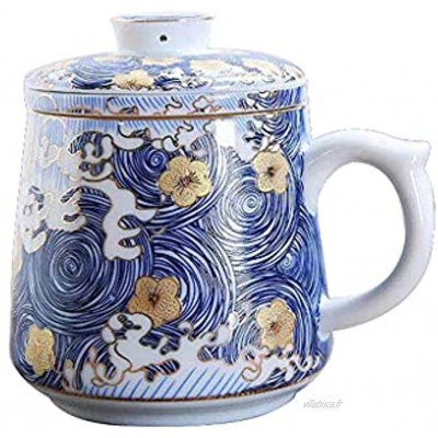 ASDWS Tasse à thé avec infuseur et Couvercle passoire à thé en poterie pour Faire Infuser du thé en Vrac Tasse créative de 11,83 oz Tasse à infuseur à thé avec Couvercle