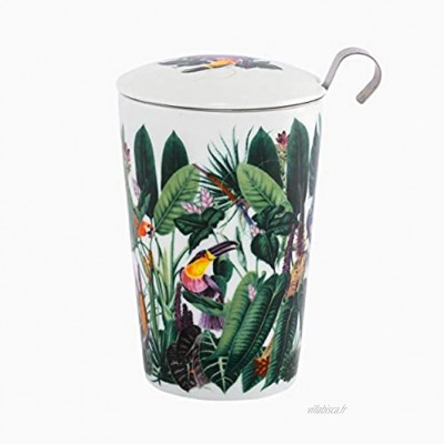 Eigenart Teaeve Tasse à thé avec filtre et couvercle Motif forêt tropicale dans une boîte cadeau
