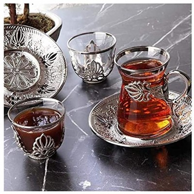 Gobelet thermos pour enfants Tasse à thé turc arabe anatolien à la main à la main et à la main pour six personnes fabriquées en Turquie Capacity : 400 600ml Color : Silver