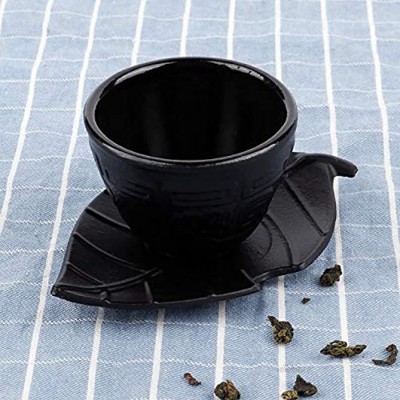 Tasses à thé japonaises en fonte tasses à thé en fonte noire avec un dessous de verre en forme de feuille service à thé Kung Fu adapté au thé 100ML