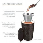 Tea Forte Kati Cup Tasse à thé en céramique avec infuseur et couvercle pour infuser Noir
