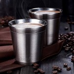 Lot de 2 tasses à expresso en acier inoxydable à double paroi pour boire du thé du café de la soupe chaude 80 ml