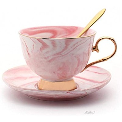 Ensemble tasse à thé soucoupe en porcelaine fine style européen tasse et soucoupe pour affichage unique et cadeau parfait pour les vacances de la famille ou des amis boîte exquise 200 ml rose