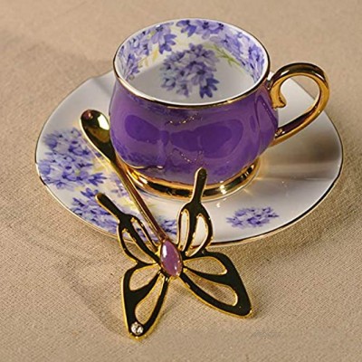 Ensemble tasse et soucoupe 13 x 6 cm en céramique européenne tasse à café soucoupe et cuillère lot de 3 pièces cuillère papillon avec poignée