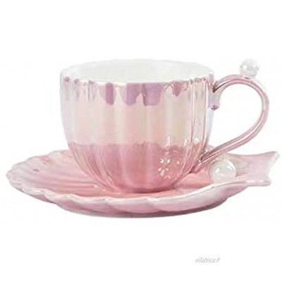 Ensemble tasse et soucoupe 7 x 5,5 cm en céramique rose nacré ensemble tasse à café et soucoupe lot de 3 tasses à café et tasses à thé de l'après-midi