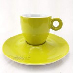 Lot de 6 tasses à expresso en porcelaine avec soucoupes capacité 60 ml couleur jaune idéal pour le café seul.