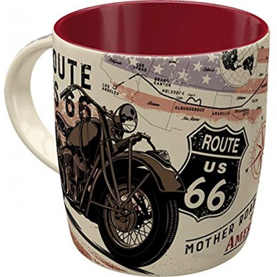 Nostalgic-Art Tasse à café rétro Route 66 Bike Map – Idée de cadeau pour fans de moto en céramique Design vintage 330 ml