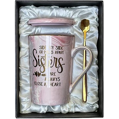Tasse à café en céramique avec motif marbré pour sœur ou belle-sœur Rose 410 ml