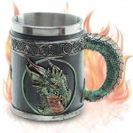 Chope ''Blood of the Emerald Dragon'' Gobelet dragon 350ml avec poignée écailleuse -Vert Hauteur 11 cm Décoration fantastique fantaisie Medieval