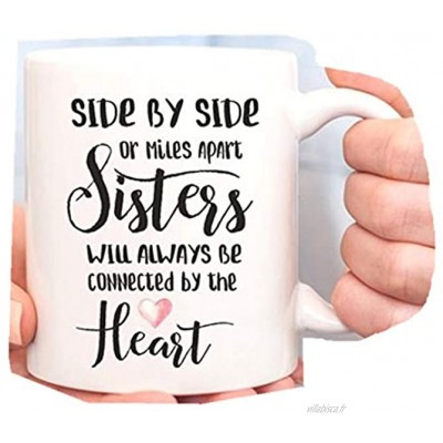 Mug avec inscription « Long Distance Sister » Cadeau pour sœur belle-sœur ou belle-sœur