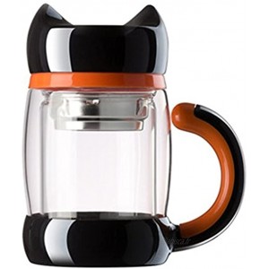 mugs et soucoupes Mugs à infusion Tasse tumbler 9 oz chat tasse unique double isolation verre filtre noir bureau portable créatif mignon tasse