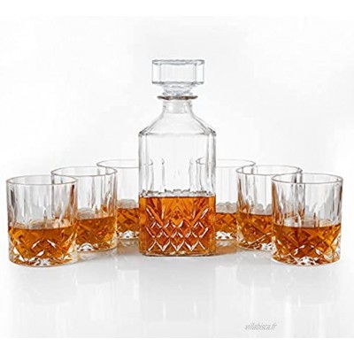 Carafe à whisky et 6 verres à whisky dans une boîte cadeau – Ensemble original en cristal pour bourbon scotch vodka
