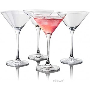 FAWLES Verre à Martini Cocktail Lot de 4 Cristal 260 ML Parfait la Maison Les Restaurants Les Fêtes Lave-Vaisselle