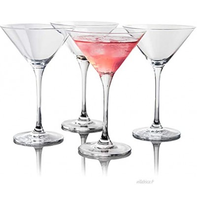 FAWLES Verre à Martini Cocktail Lot de 4 Cristal 260 ML Parfait la Maison Les Restaurants Les Fêtes Lave-Vaisselle