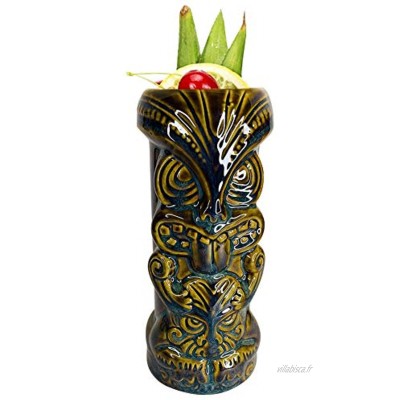 Magent Tiki Gobelet Tiki en céramique 450 ml pour fête hawaïenne cocktail ou fête