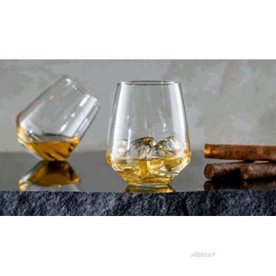 Topkapi Whisky Glass McDalford lot de 2 verres à whisky avec effet tournoyant pour Whisky Cocktail Jus Eau Boissons hauteur environ 10,6 cm volume environ 420 ml
