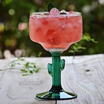 Verre à cocktail en verre mexicain Margarita Saguaro Cactus Green Rim Soufflé à la main