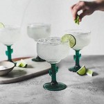 Verre à cocktail en verre mexicain Margarita Saguaro Cactus Green Rim Soufflé à la main