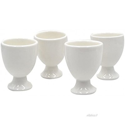 AISI Lot de 4 Porcelaine Set de Coquetiers Œufs Support œufs gobelet Passe au lave-vaisselle Blanc Porcelaine Weiß 3.3*3.3*6 cm