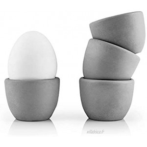 HEYNNA® Premium Lot de 4 coquetiers en béton robuste gris porte-œuf au design intemporel ⌀5cm