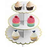 Lot de 2 Supports à Cupcakes en Carton 3 étages Presentoir a Gateau Carton Décoration pour Fêtes Prénatales Mariages Anniversaires White