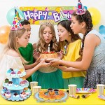 Lot de 3 présentoirs à Cupcakes en Carton Bleu à 3 étages et présentoir à gâteau à 1 Niveau pour fête d'anniversaire Mariage fête prénatale