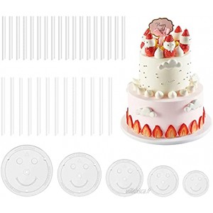 SUPGOMAX Plateau à gâteau à 5 étages avec 35 supports à gâteau présentoir à gâteau plateau de séparation pour gâteau à plusieurs étages gâteau d'anniversaire de mariage