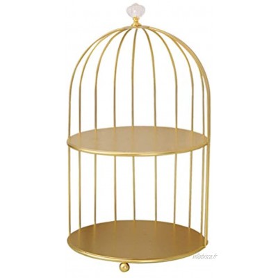 UPKOCH Présentoir à cupcakes à 2 étages En métal doré Cage à oiseaux Décoration de table de mariage