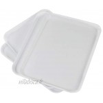 Farmoon Lot de 4 plateaux antidérapants Fastfood rectangulaires en plastique Blanc