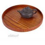 Plateau à thé plateau de service rond en bois naturel assiette en bois thé serveur de nourritureD:33cm