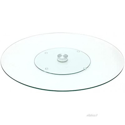 S&D Saveur et Dégustation KA1741 Plateau de table rond tournant Verre et métal acier inoxydable Transparent D45 x H2,5 cm