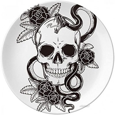 Assiette à dessert décorative en porcelaine Motif tête de mort 20,3 cm