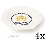 Cartaffini SRL Timone Assiette creuse octogonale en mélamine 22 x 22 cm - Set 4 pièces - Couleur : blanc ivoire