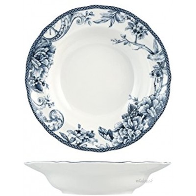H&H Adelaide Set Assiettes Creuses Porcelaine Blanc Bleu 6 unités
