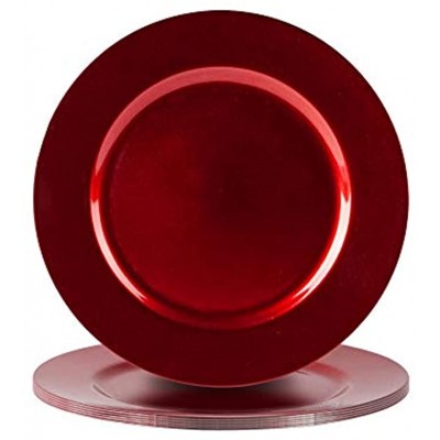 Argon Tableware 6 pièce métallique Chargeur microplaques Fini métallique 33cm Rouge