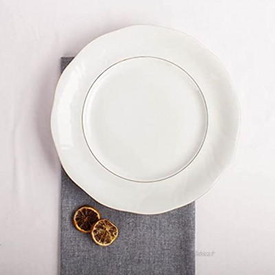 Franquihogar Grande assiette de présentation en porcelaine blanche avec fil d'or 29 cm Ø