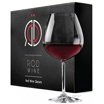Verres à Vin Rouge en Cristal 650 ml – Grand Verres à Vins avec Long Pied en lot de 3