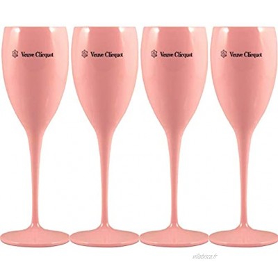 Veuve Clicquot Lot de 4 verres à champagne en acrylique Rose
