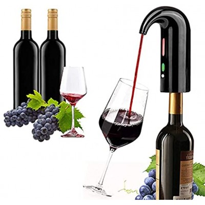 QAWSED Pompe à vin portable électrique intelligente avec bec verseur aérateur de vin rouge accessoire facile à utiliser convient pour les bars les fêtes les dîners romantiques noir