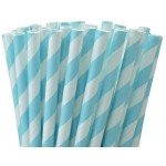 NiceButy Lot de 25 pailles en papier à rayures bleues 19,7 cm Style rétro vintage durable