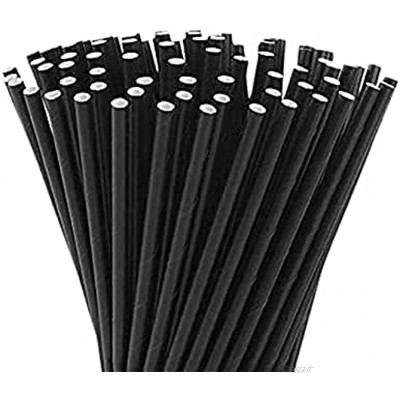 Virsus Lot de 250 pailles en papier 14 cm 7 mm biodégradables compostables de couleur noire pour cocktails boissons froides et chaudes