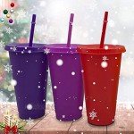 Gobelets réutilisables en plastique avec couvercles Multicolore Paille Cadeau de Noël