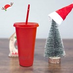 Gobelets réutilisables en plastique avec couvercles Multicolore Paille Cadeau de Noël