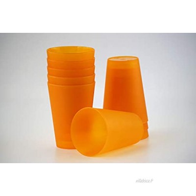S&S-Shop Lot de 15 gobelets réutilisables en plastique Orange 0,4 l