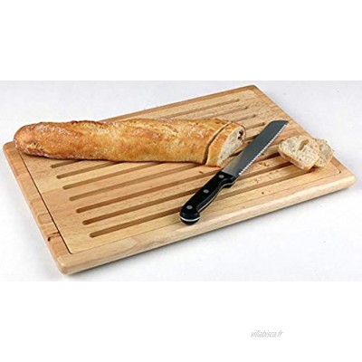APS planche à découper le pain "Rubber Wood" planche à découper planche à pain avec ramasse-miettes amovible sur 4 pieds antidérapants 60 x 40 cm 2 cm de hauteur bois