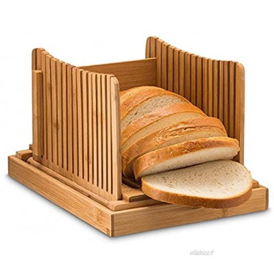Planches à pain Trancheuse à pain en bambou Pliable avec plateau à miettes Outils de cuisine