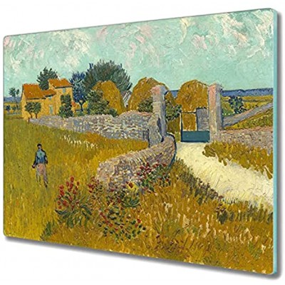 Coloray Planche à découper 60x52cm Avec Une Image Impression Verre de Sécurité Verre Trempé Tapis de Découpe Induction Cuisson Protection Plaque Maison en Provence Van Gogh