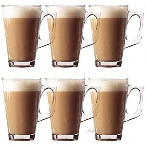 Glow Lot de 6 Verres à latte – Lot de tasses à café élégantes de 11 cm 240 ml idéal pour thé café latte cappuccino expresso chocolat chaud et plus encore