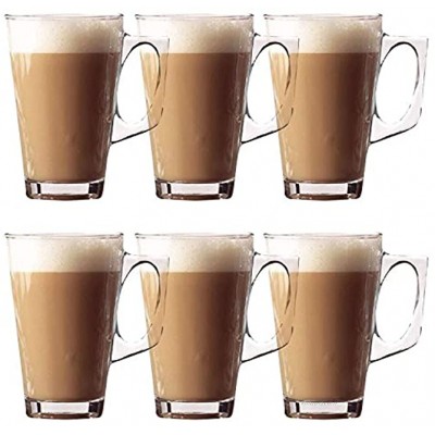 Glow Lot de 6 Verres à latte – Lot de tasses à café élégantes de 11 cm 240 ml idéal pour thé café latte cappuccino expresso chocolat chaud et plus encore