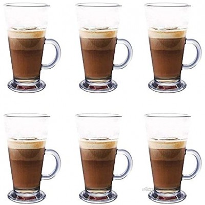 Lot de 6 tasses à latte en verre de 270 ml parfaites pour expresso cappuccino café thé chocolat chaud boissons chaudes design unique résistant aux hautes températures